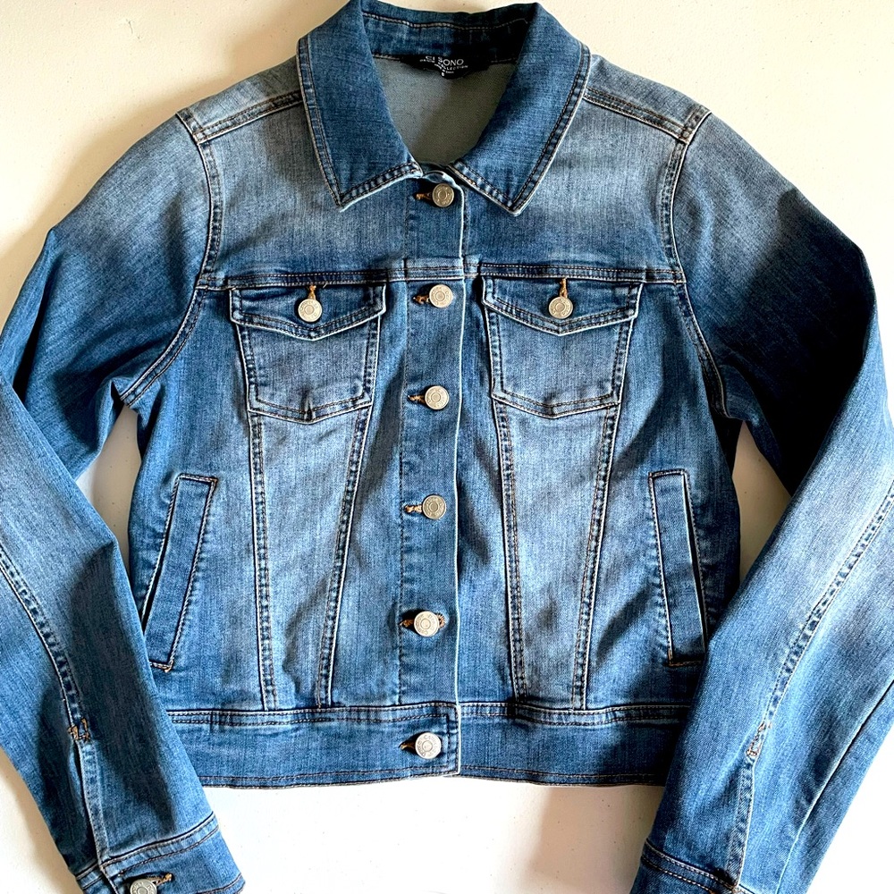 Distressed Denim “Trucker” Style Jacket, Small